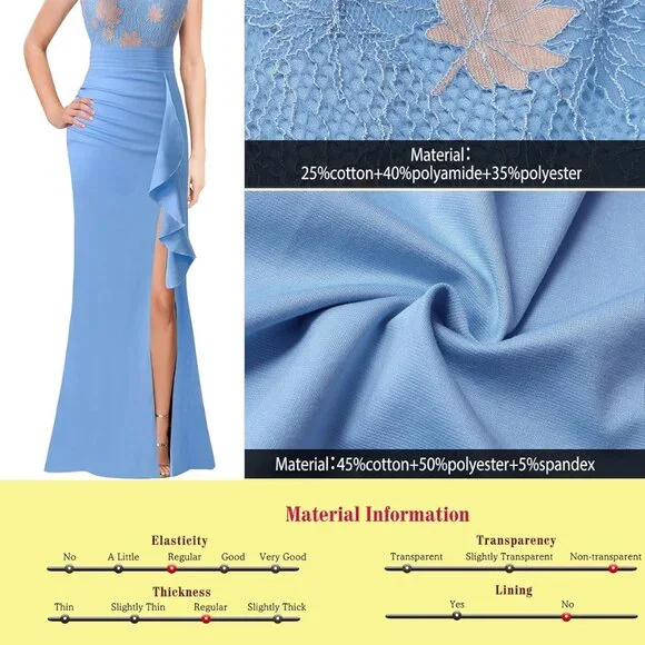 Ruffles evening Prom Wedding Party Maxi Dress - Picture 5 of 12